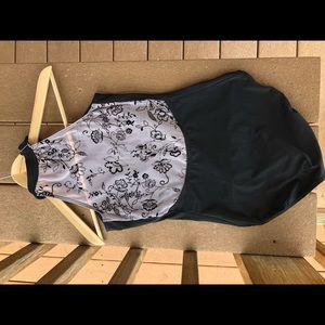 Black Leotard With Floral Mesh